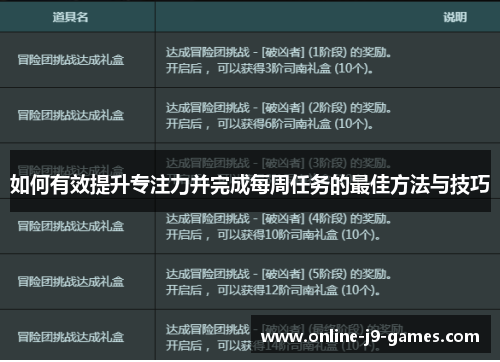 如何有效提升专注力并完成每周任务的最佳方法与技巧